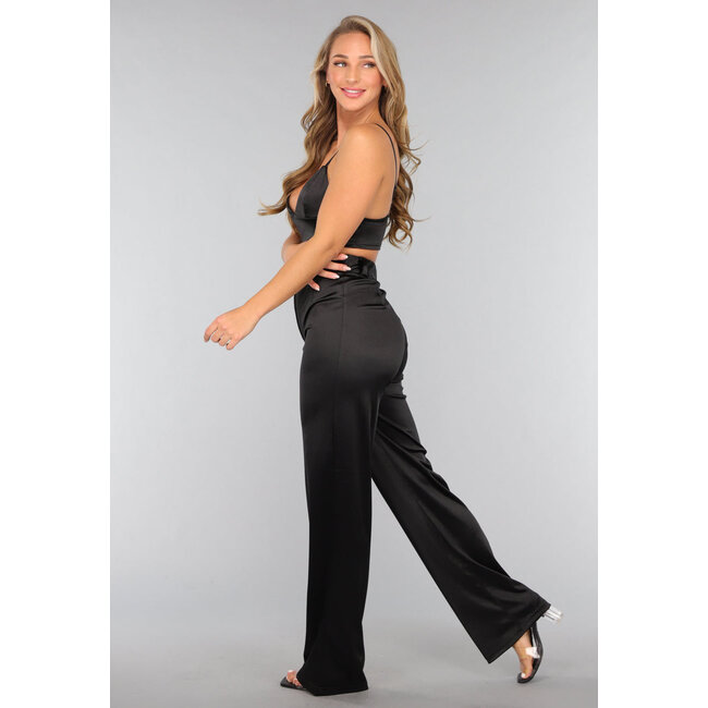 Schwarzes Satin-Dreiecks-Top