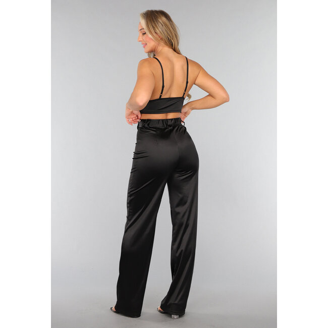 Schwarzes Satin-Dreiecks-Top