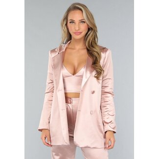 Rosa Blazer mit Satin-Look