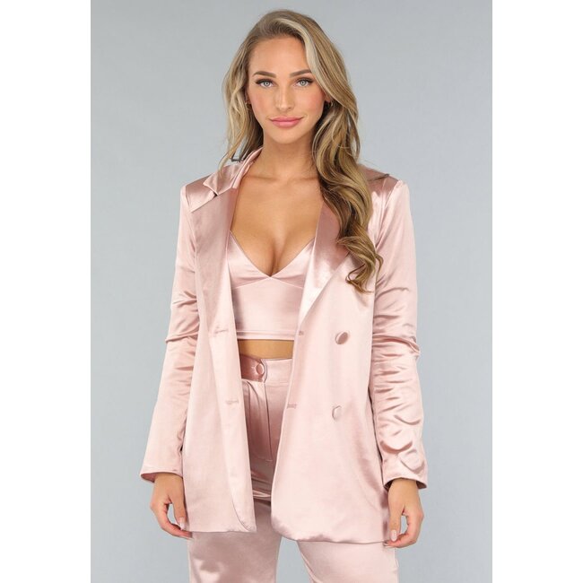 Rosa Blazer mit Satin-Look