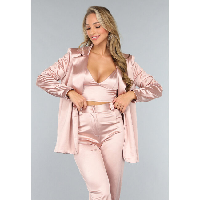 Rosa Blazer mit Satin-Look