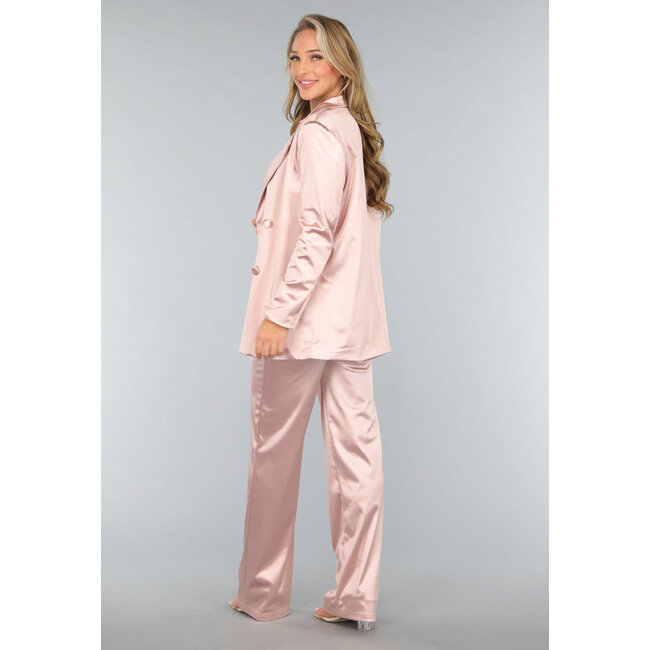 Rosa Blazer mit Satin-Look