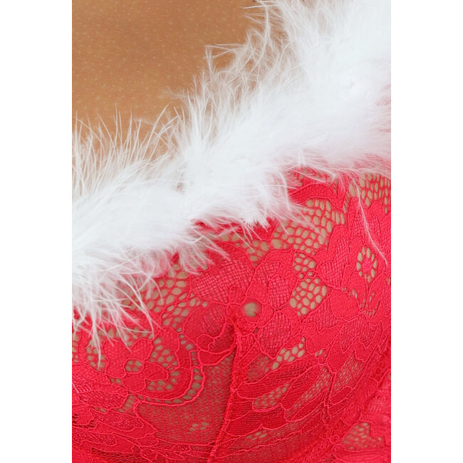 Roter Spitzen-Weihnachts-Dessous-Body
