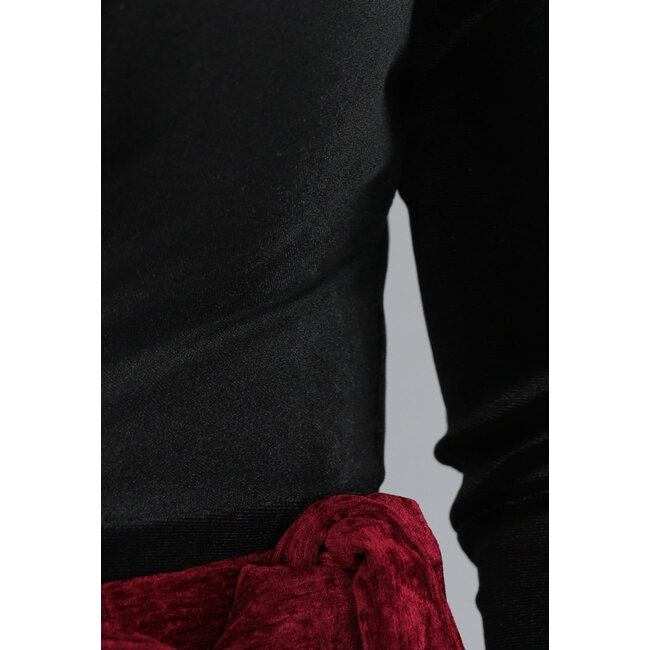 Velours-Bodysuit in Schwarz mit Wickeloptik