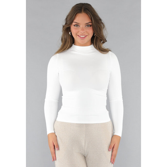 Langärmeliges Stretch-Top in Weiß