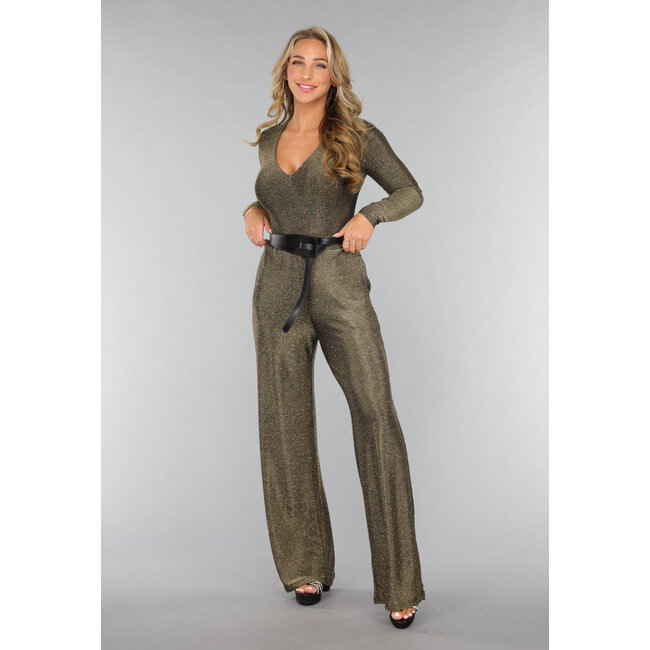 Golden schimmernder V-Ausschnitt Bodysuit