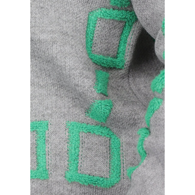 Graue Strickjacke mit grünen Details
