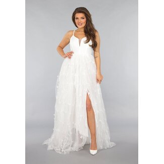 Weißes Brautkleid mit besticktem Rock