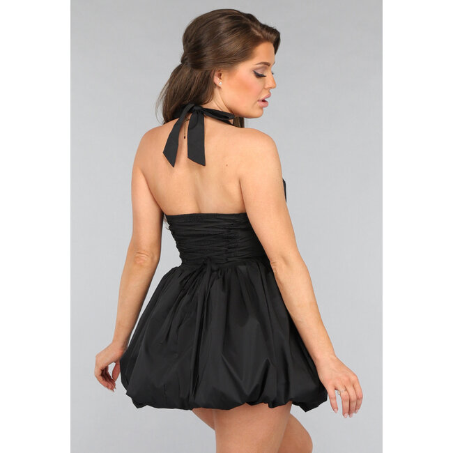 Schwarzes einfarbiges Ballonkleid