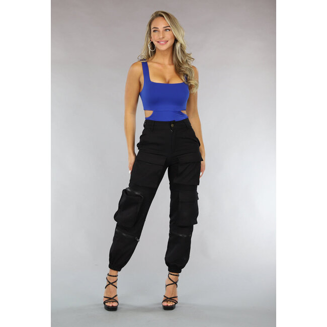 Dunkelblauer Bodysuit mit offener Seite