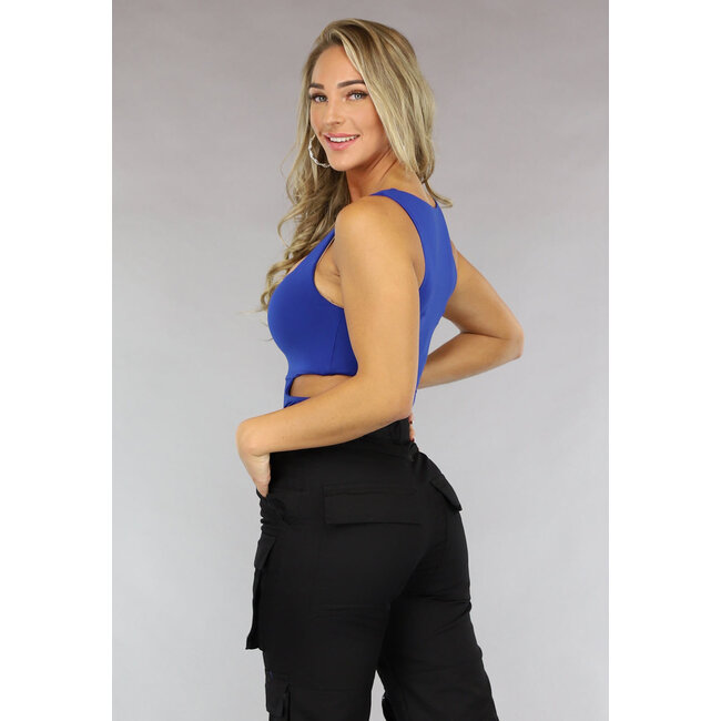 Dunkelblauer Bodysuit mit offener Seite