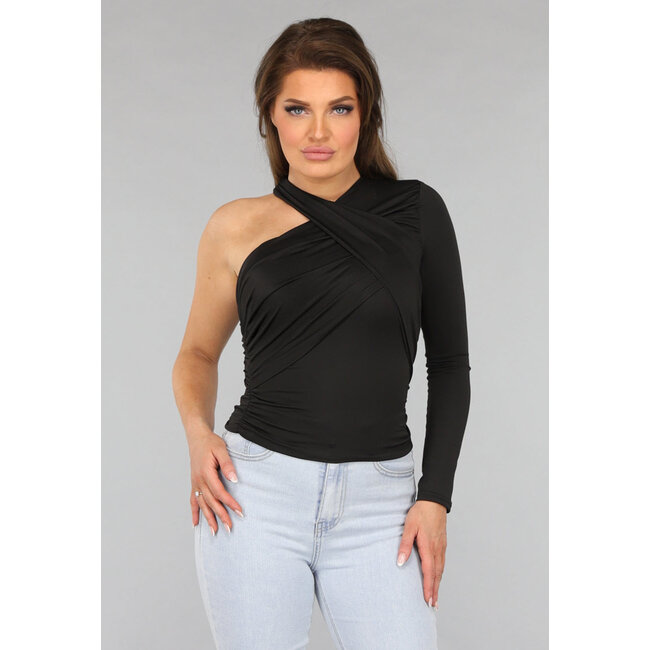Überkreuztes asymmetrisches Top in Schwarz