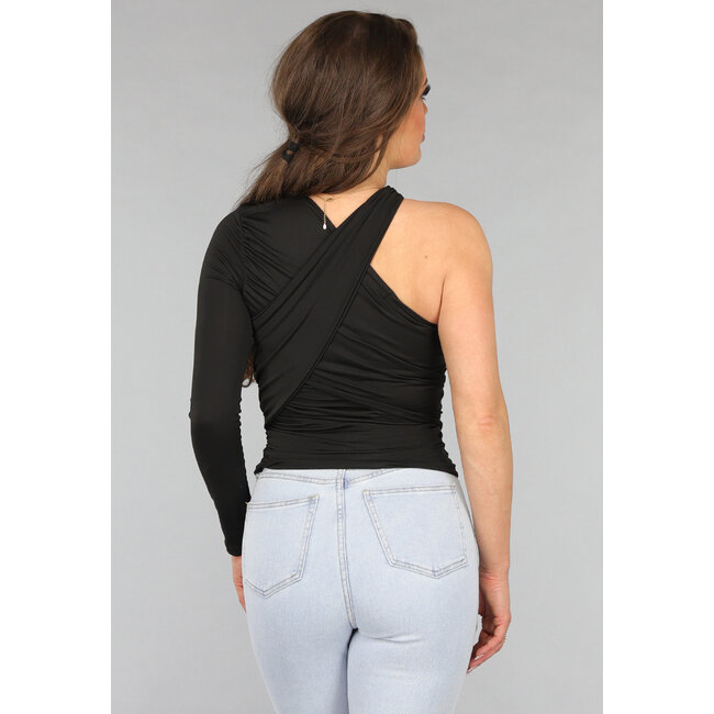 Überkreuztes asymmetrisches Top in Schwarz