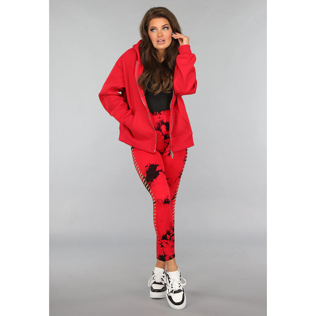 Rote Kapuzenstrickjacke in Übergröße