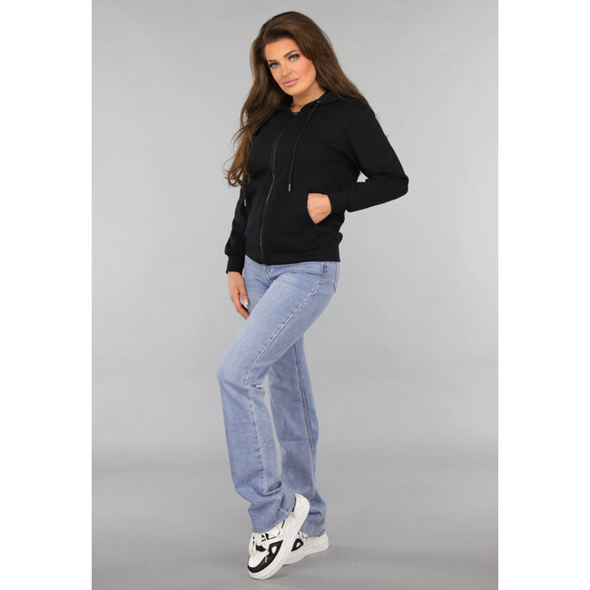 Strickjacke mit weichem Innenfutter in Schwarz
