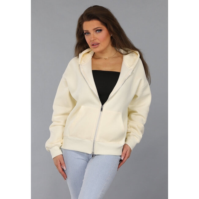 Übergroße Strickjacke in Ecru mit Seitentaschen