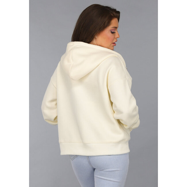 Übergroße Strickjacke in Ecru mit Seitentaschen