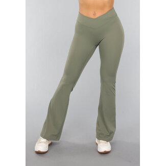 Armeegrüne Sportleggings mit Overslag