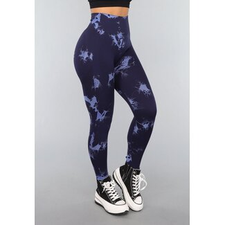 Marineblaue Sport-Leggings mit Tie-Dye-Druck