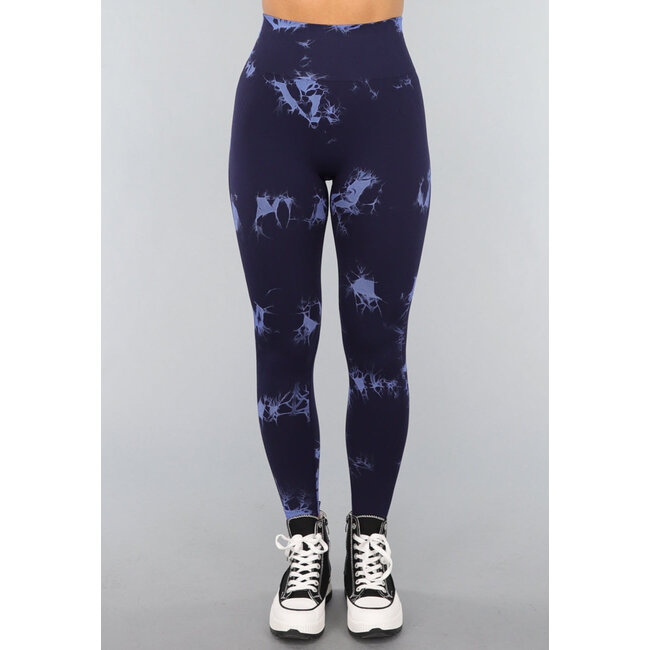 Marineblaue Sport-Leggings mit Tie-Dye-Druck
