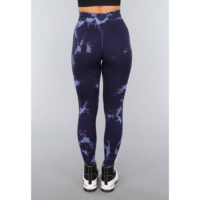 Marineblaue Sport-Leggings mit Tie-Dye-Druck
