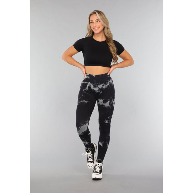 Tie Dye Gym Leggings in Schwarz mit Push Up