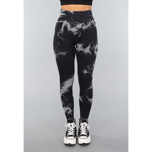 Tie Dye Gym Leggings in Schwarz mit Push Up