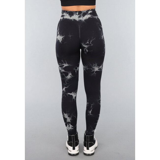 Tie Dye Gym Leggings in Schwarz mit Push Up