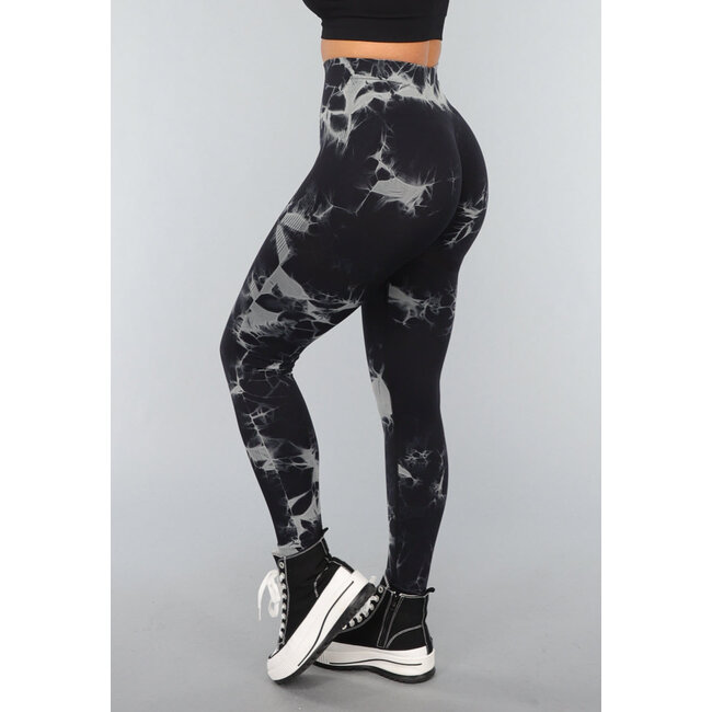 Tie Dye Gym Leggings in Schwarz mit Push Up