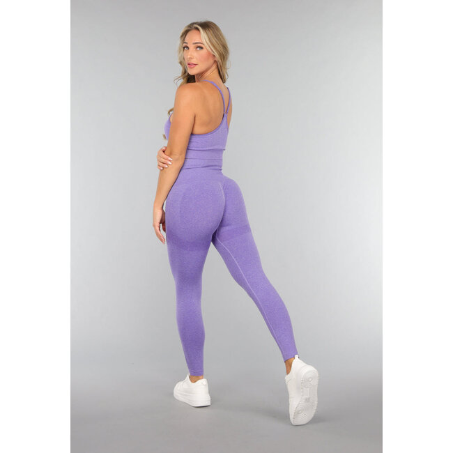 Lila Kurzes Sport-Top mit Spaghetti-Trägern