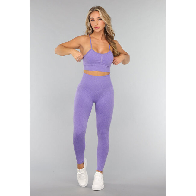 Lila Kurzes Sport-Top mit Spaghetti-Trägern