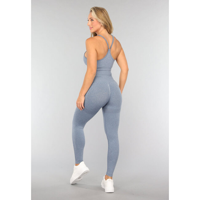 Blaues Cropped Sports Top mit Scrunch
