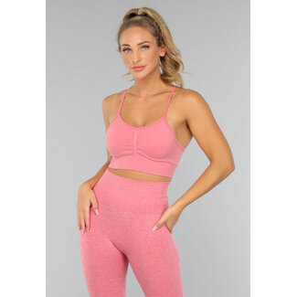 Korallenfarbenes Sporttop mit herausnehmbaren Pads
