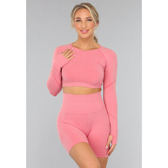 Korallenfarbenes Sporttop mit Daumenlöchern