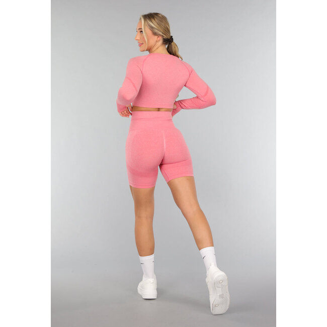 Korallenfarbenes Sporttop mit Daumenlöchern
