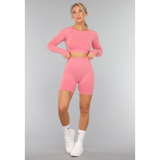 Korallenfarbenes Sporttop mit Daumenlöchern