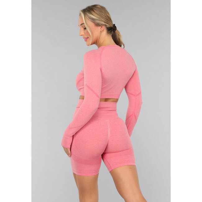 Korallenfarbenes Sporttop mit Daumenlöchern