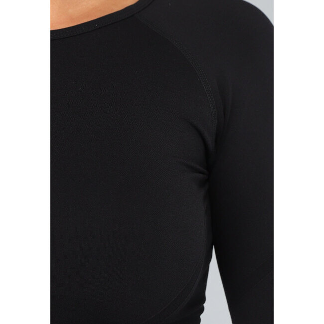Schwarzes Langarm-Sporttop mit Daumenlöchern