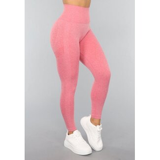 Korallenfarbene Gymnastik-Leggings mit Scrunch