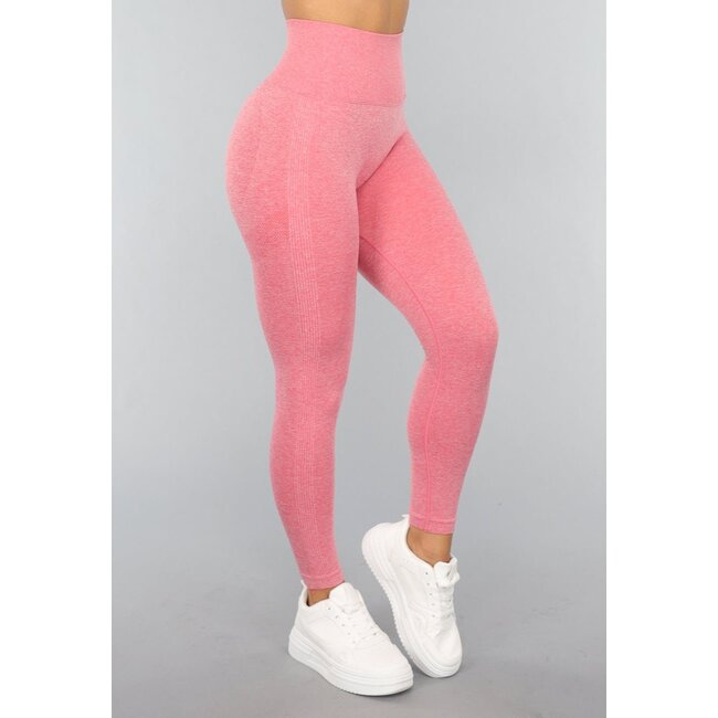 Korallenfarbene Gymnastik-Leggings mit Scrunch