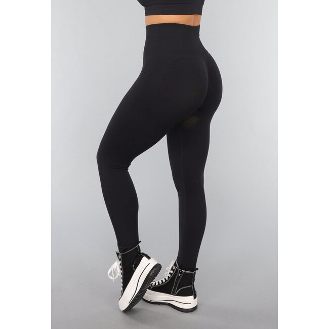 Schwarze Sport-Leggings mit Scrunch