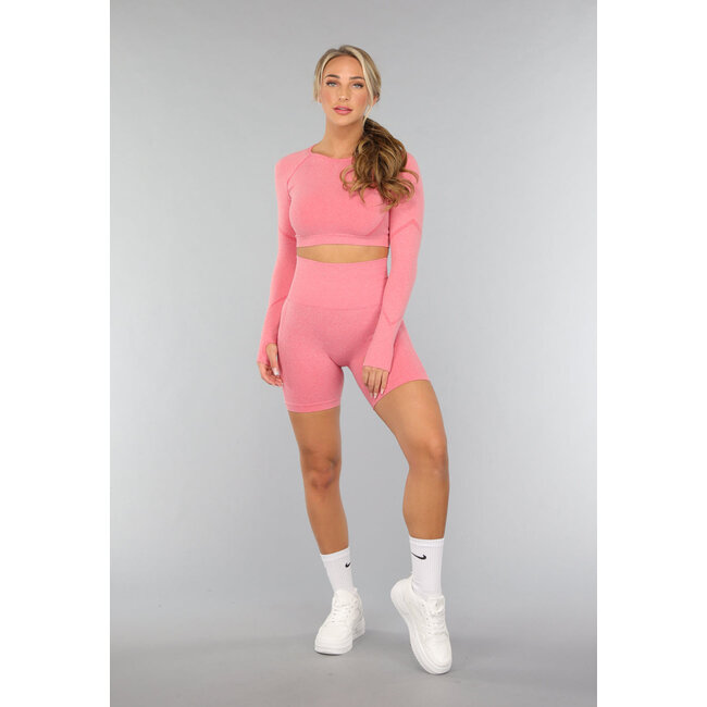 Korallenfarbene Sport Short mit Scrunch