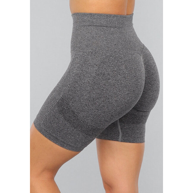 Graue Fitness-Shorts mit Scrunch