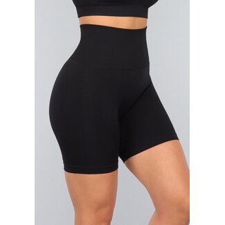 Schwarze Biker-Shorts mit Scrunch