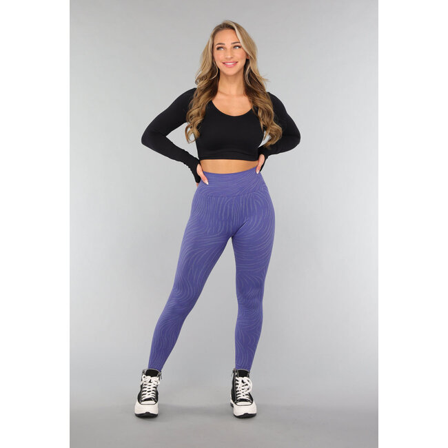 Gestreifte Sport-Leggings in Blau