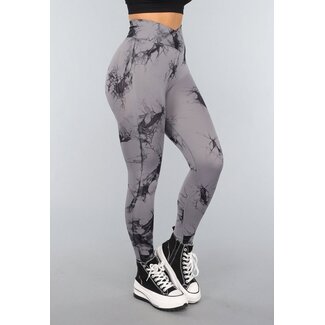 Dehnbare Gym-Leggings mit Print und Überschlag am Bund