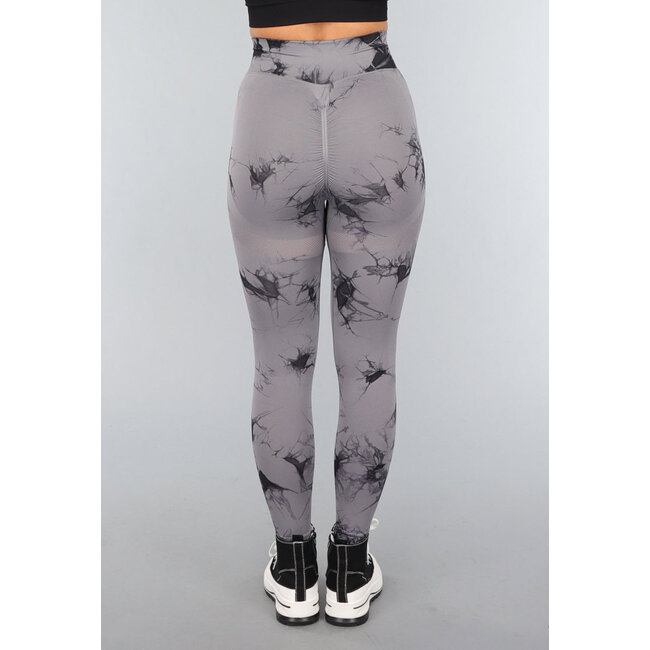 Dehnbare Gym-Leggings mit Print und Überschlag am Bund