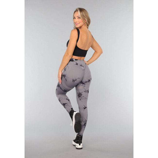 Dehnbare Gym-Leggings mit Print und Überschlag am Bund
