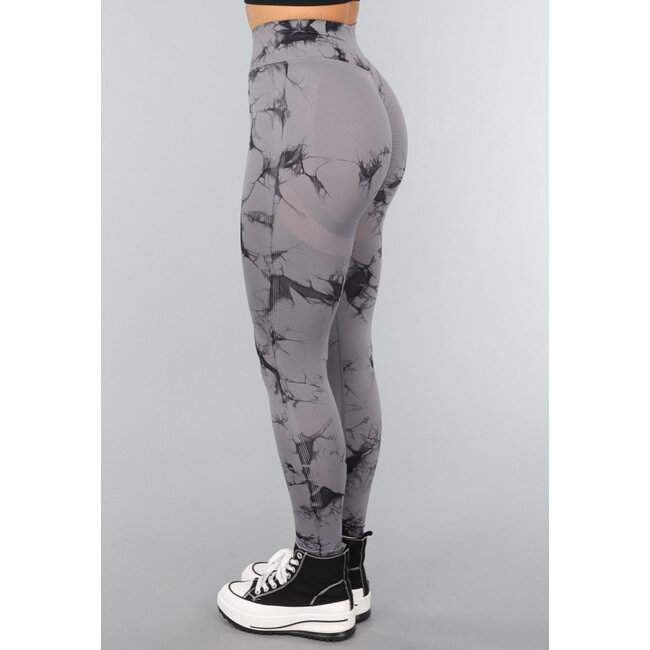 Dehnbare Gym-Leggings mit Print und Überschlag am Bund