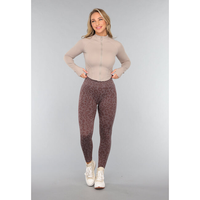 Braune Leopard Sport Leggings mit Scrunch